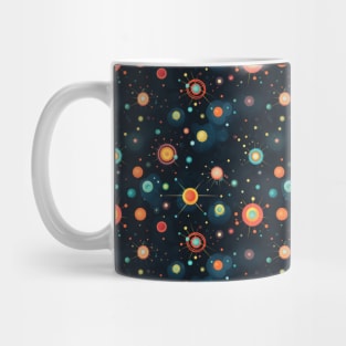 Cartoon Atoms in Space Design Mug